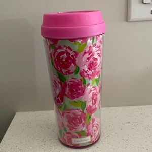 Lilly Pulitzer Travel Mug Pink Roses